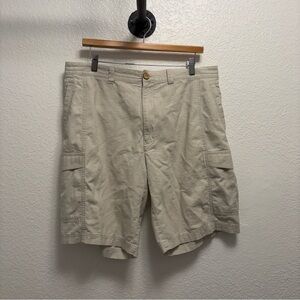 Cubavera Linen blend Shorts Men’s Size 36 Khaki Coastal Cargo bottoms